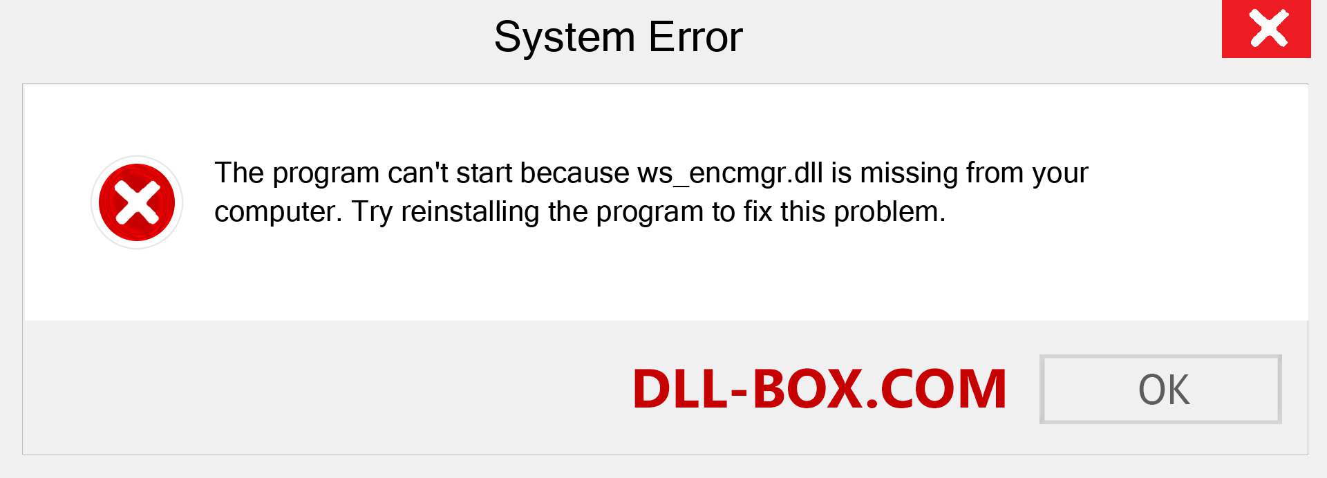  ws_encmgr.dll file is missing?. Download for Windows 7, 8, 10 - Fix  ws_encmgr dll Missing Error on Windows, photos, images
